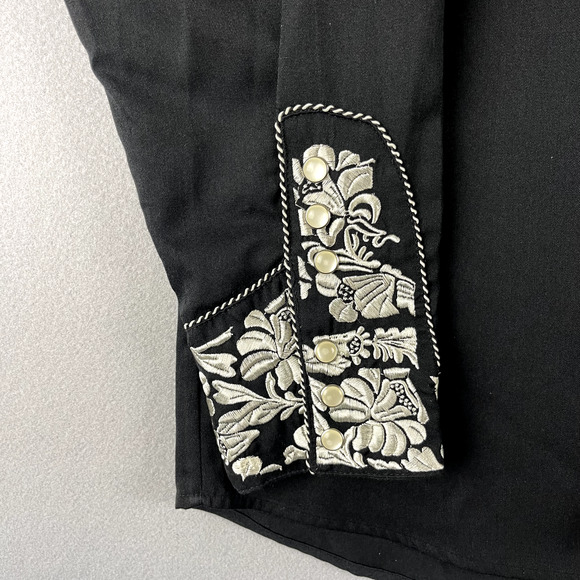 Lansky Bros Western Shirt Men XL Embroidered Floral Pearl Snap Rockabilly Cowboy - Picture 5 of 16